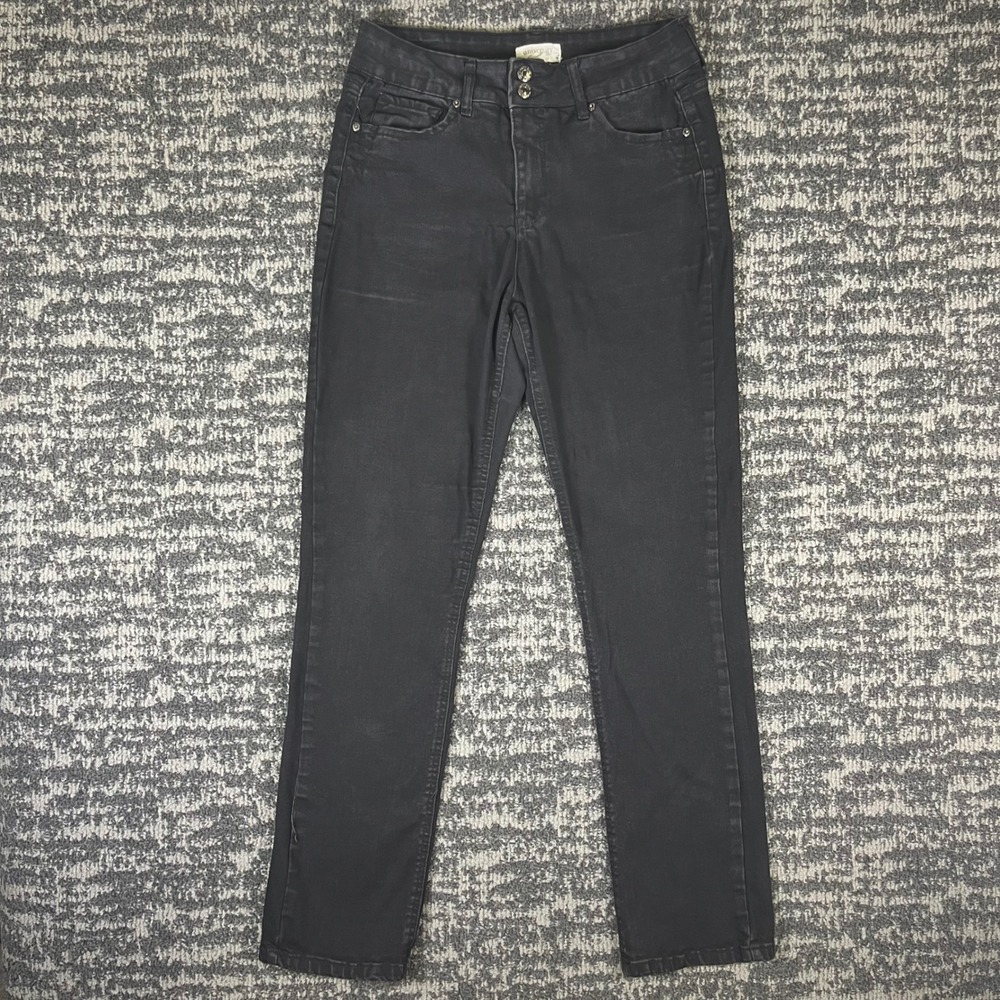 University Club Boot Cut Jeans Womens 32 Black Faded Stretch Denim HVJDU281